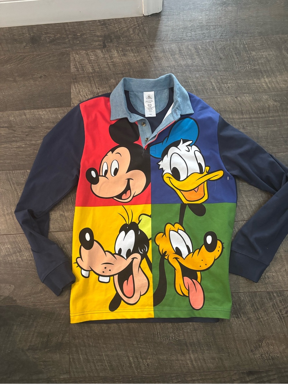 Disney AduColorblock Cartoon Character Long-Sleeve Polo